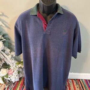 90s Morris County Golf Club Colorblock Polo Shirt Navy Blue Vintage XL